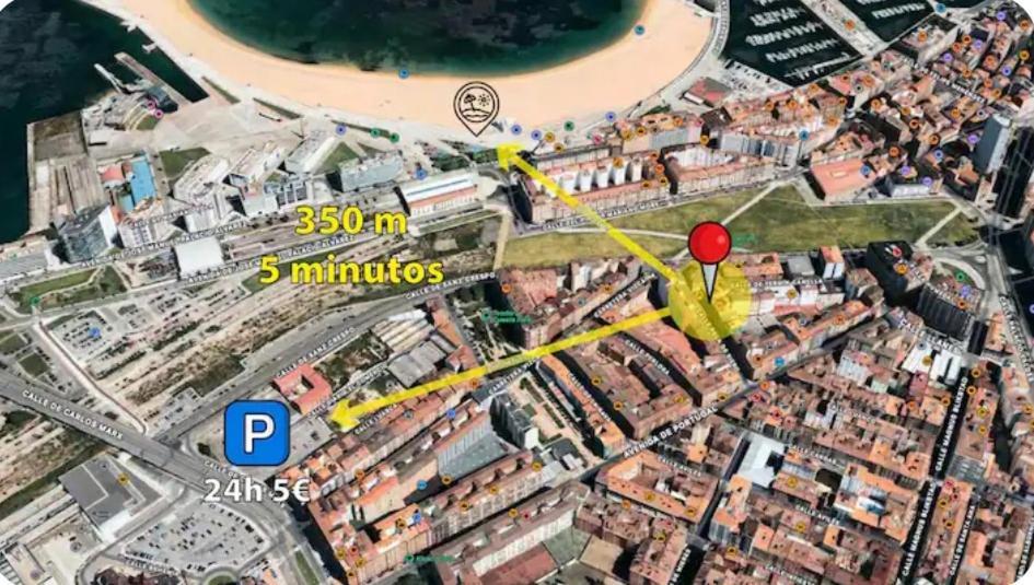 Апартаменты El Trasgu De Laviada A 300M Playa, Puerto, Acuario Хихон Экстерьер фото